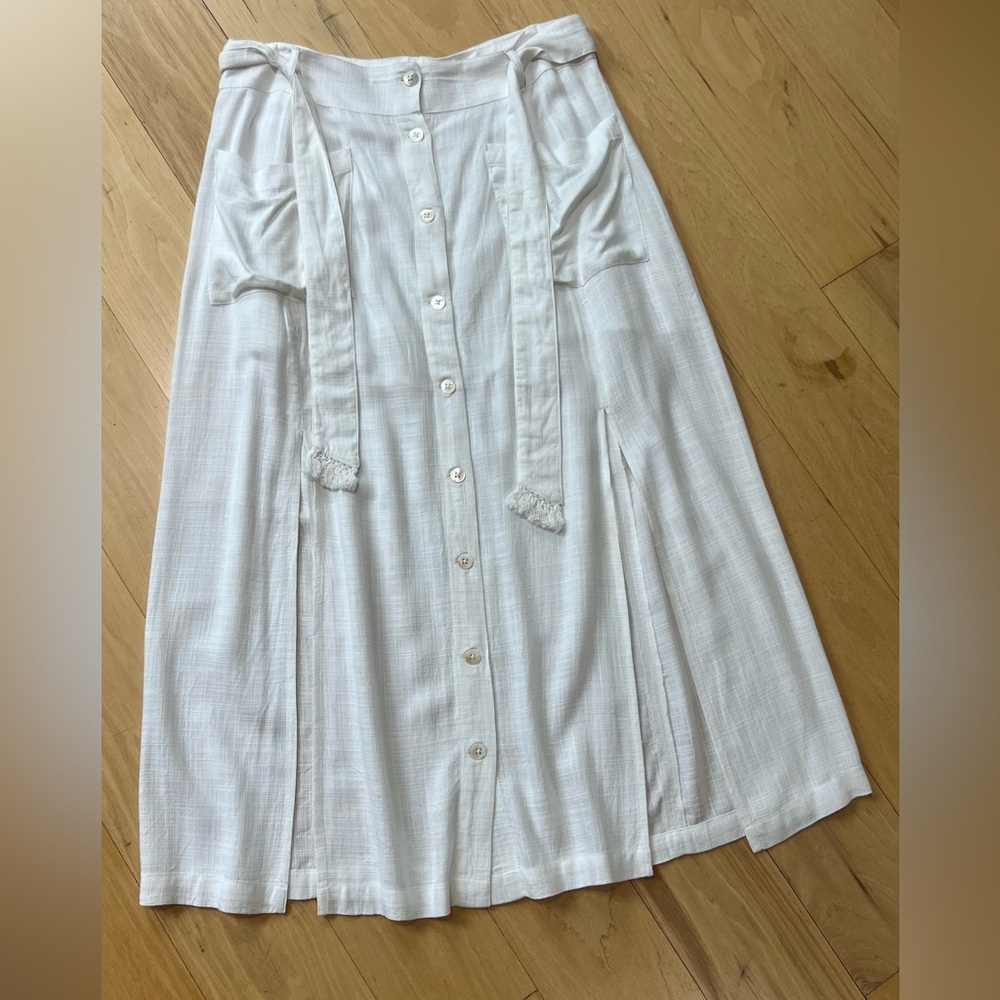 L*Space White  Button-Front A-Line Skirt